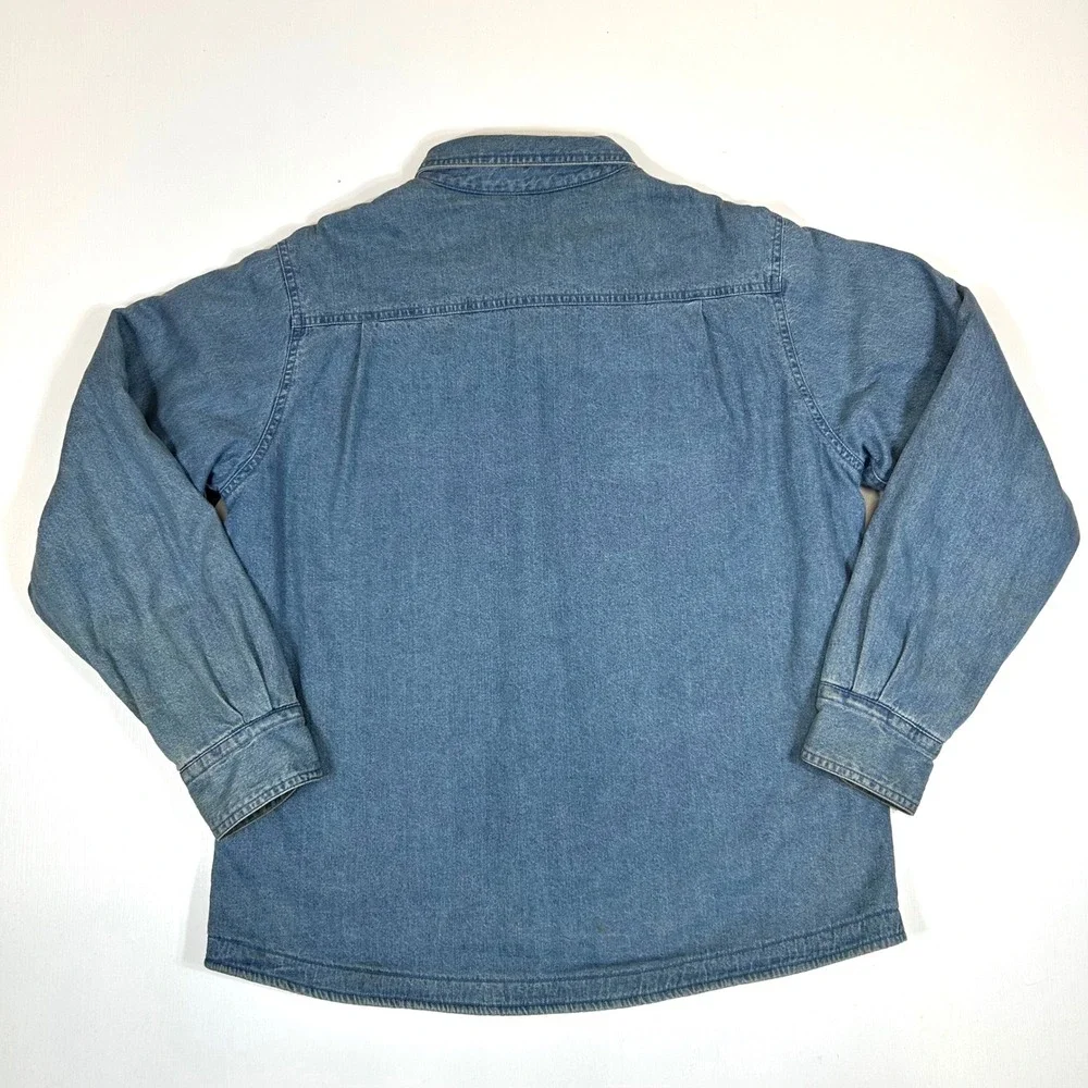 Woolrich Womens Blue Denim Fleece Lined Shirt Jacket Opal 22374 Large L